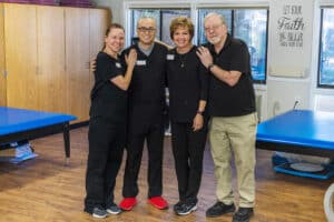 4 rehab therapists in the rehab gym at the West Village facility