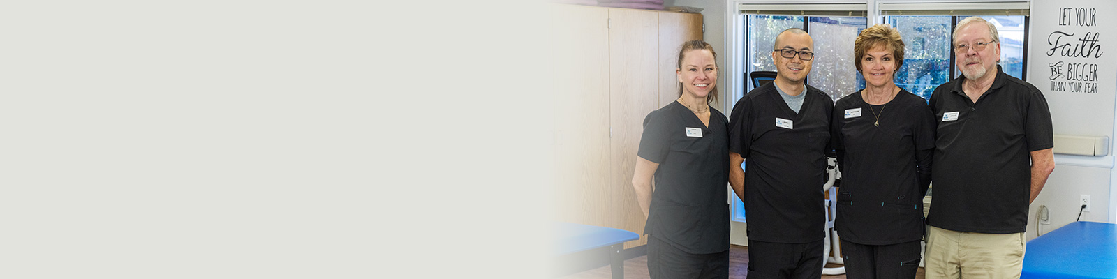 4 rehab therapists in the rehab gym at West Village Care