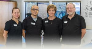 4 rehab therapists in the rehab gym at West Village Care